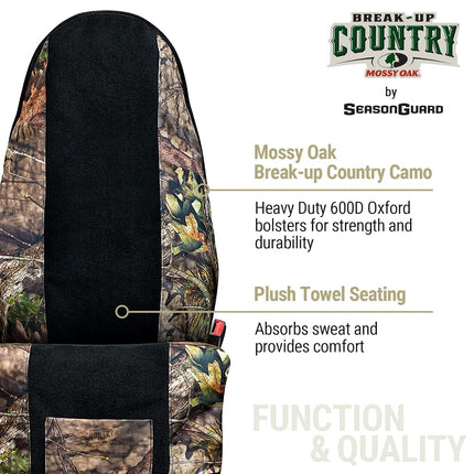 Season Guard Mossy Oak Camo Car Seat Cover Towel Protector; Great for After Gym Workouts, Dogs, Kids, and Outdoor Activities; Universal Fit for Cars SUVs MiniVans Trucks, EZ fit, Non Slip Grip, 1pc