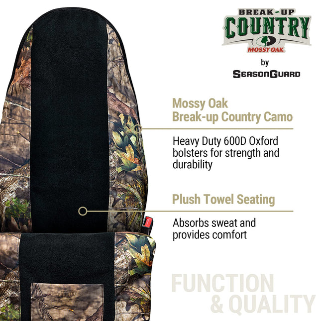Season Guard Mossy Oak Camouflage Car Seat Cover Towel for Dogs Kids Outdoor Activities Universal Fit Cars SUVs Minivans Trucks Easy Fix Non-Slip 2 Pack