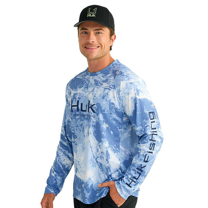 HUK Men's Standard Pursuit Pattern Crew Sleeve, Pe