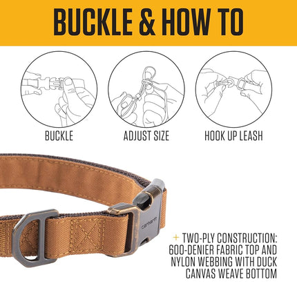 Carhartt Field Dog Collar, Fully Adjustable, Durable 600-Denier Fabric W/Reflective Wordmark for Visibility, Brite Lime, Large