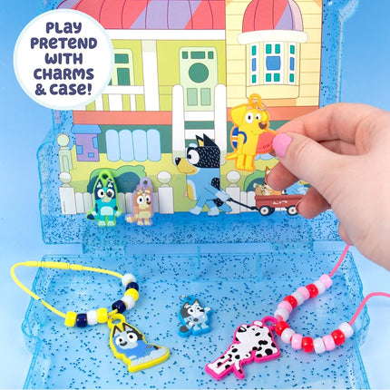 Bluey Friendship Jewelry – DIY Bracelet Kit – Beaded Friendship Bracelets – Create 6 of Your Own Charm Bracelets for Kids Ages 4+ – Includes Over 150 Beads & Charms with Bead Storage Case, Multi