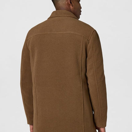 Cole Haan Men's Wool Plush Car Coat, Camel, Large