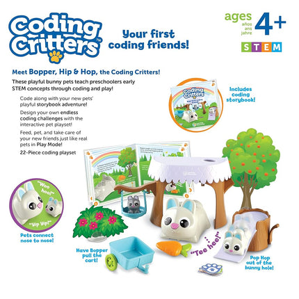 Learning Resources Coding Critters Bopper - 22 Pieces, Ages 4+ Screen-Free Early Coding Toy for Kids, Interactive STEM Coding Pet, Preschool Learning Toys