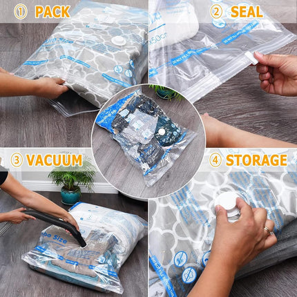 Meiqi 7 Jumbo Vacuum Storage Bags (40"x30") Space Saver Bags for Clothes Pillows Blankets Comforters for Travel