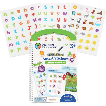Learning Resources Skill Builders Smart Stickers Letters & Phonics, Alphabet Stickers, Reusable Sticker Book, Preschool Classroom Must Haves, Montessori busy books, Homeschool Learning, Ages 3+
