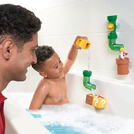 My Mario Bath Pipes Playset, Toddler Bath Toy with Water Pipes and Pouring System, Interactive Water Circuit Game with Mario Theme, Baby Bath Toys for Building and Learning, Age 2 Plus
