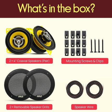 Pyle Car Two Way Speaker System-Pro 4 Inch 140 Watt 4 Ohm Mid Tweeter Component Audio Sound Coaxial Speakers For Car Stereo W/20 Oz Magnet,1.85” Mount Depth Fits Standard OEM