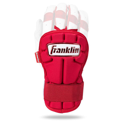 Franklin Sports Baseball Hand + Wrist Guard - PRT LG Series Adult Hand + Wrist Protector for Batting - Protective Hand, Wrist Shield - Right + Left Hand Hitters - Red - One Size - Adult