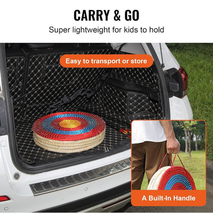 VEVOR 5 Layers 20" Arrow Target, Traditional Solid Straw Round Archery Target Shooting Bow, Hand-Made Arrows Target, Coloured Rope Target for Backyard Outdoor Hunting Shooting Practice