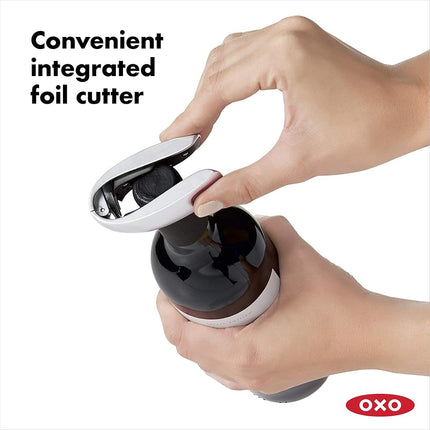 OXO SteeL Vertical Lever Corkscrew with Removable Foil Cutter, Silver, 18.7 x 18.7 x 6.1 cm 11147600UK