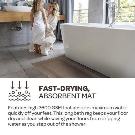 Bedford Home 100 Percent Cotton Reversible Long Bath Rug - Taupe - 24x60