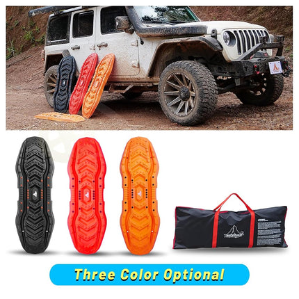 I1MOTOR Red Recovery Boards Tire Traction Mats With Storage Bag, Assist Off-Road Trapped Vehicles To Escape Desert, Snow And Climbing Obstacles, Car Extraction Accessories, 42.13"x13.98"x2.36", 2pcs