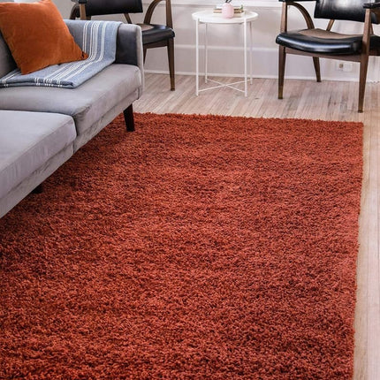 Unique Loom Solid Shag Collection Tapis de surface terracotta 3 x 5 (97 cm x 158 cm)