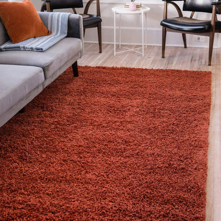 Unique Loom Solid Shag Collection Terracotta 3 x 5
