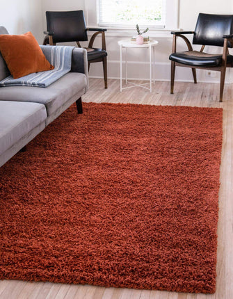 Unique Loom Solid Shag Collection Terracotta 3 x 5