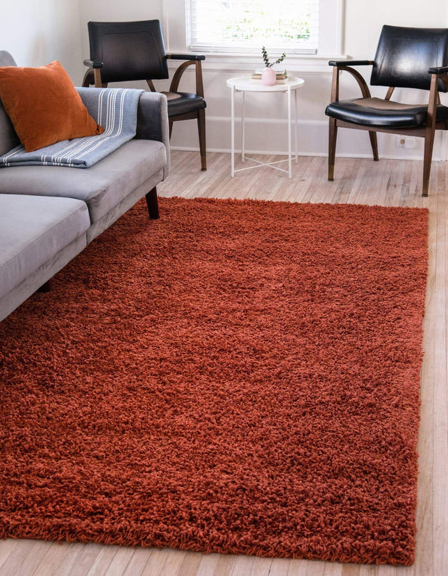 Unique Loom Solid Shag Collection Terracotta 3 x 5