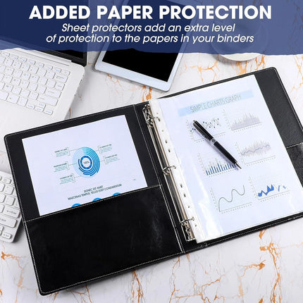 Marspark 2 Pcs Vintage Hardback 3 Ring Binder Professional Leather Binder Organizer Round Rings Holds 200 Sheets with 2 Inner Pockets(1 Inch,Black)