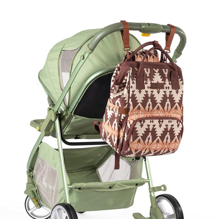 Wrangler Aztec Backpack Organized Daypack Travel Baby Bag with Stroller Strap and Side Bottle Pockets, Angel Brown, Daypack Backpacks WG-BG-2204-9110-BR