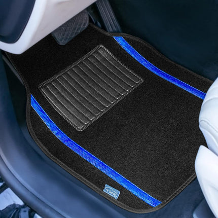 FH Group F14413BLUE Universal Fit Full Set Galaxy13 Metallic Stripe Blue Automotive Floor Mats fits Most Cars, SUVs, Trucks, and Vans
