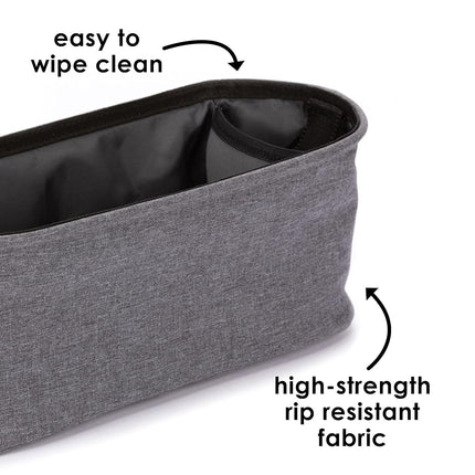 Diono Buggy Buddy Universal Stroller Organizer with Cup Holders, Secure Attachment, Zippered Pockets, Safe & Secure, Gray