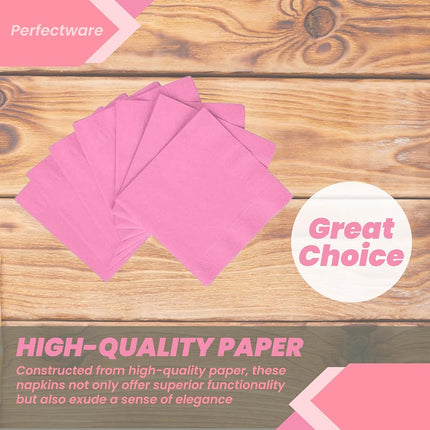 Perfectware 2 Ply Pink Beverage Napkins- Pack of 250ct