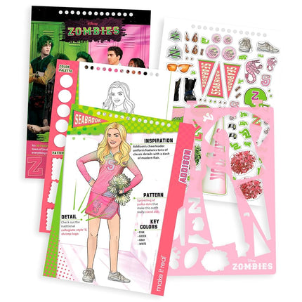 Make It Real Disney Zombies Fashion Design Sketchbook for Girls - Create Outfits for Addison & Bree with Stickers, Stencils, Design Guide - Creative Gift for Kids Ages 6+, Develops Real-World Skills