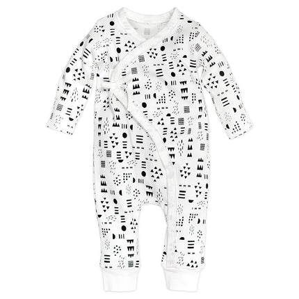 HonestBaby Organic Cotton Kimono Coverall, Pattern Play, 3-6 Months
