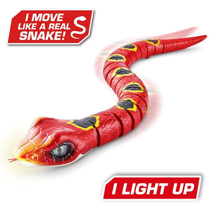Robo Alive Robotic Snake Series 3 (Red) Light Up Toy, Battery-Powered, Realistic Movements, Toy Lizard