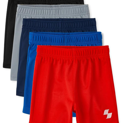 The Children's Place Short de sport en maille pour bébé garçon, 5 pièces, noir/vague/rouge/bleu/gris, 6-9 mois