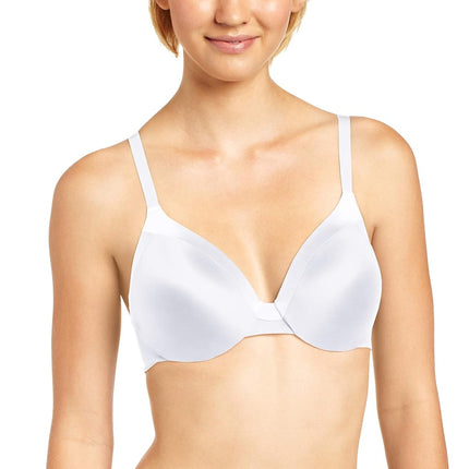 Maidenform Comfort Devotion Underwire Bra, Full-Coverage Comfortable Bra with CushionWire for Support, Smoothing Bra, White, 34B