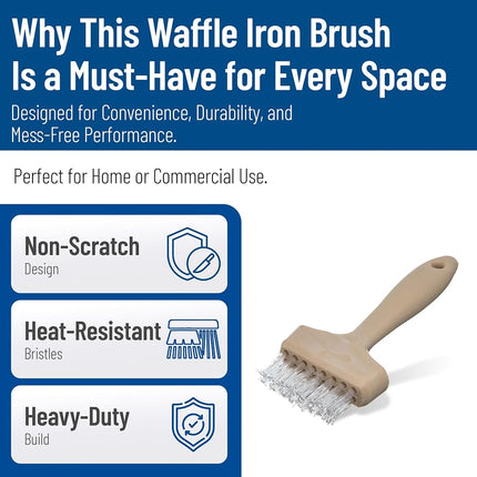 Carlisle FoodService Products 4011400 Wide Waffle Iron Brush, 3", Teflon