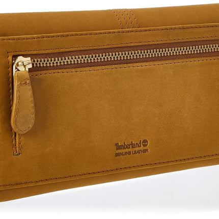 Timberland Women Leather RFID Flap Wallet Clutch Organizer, Wheat (Nubuck), One Size