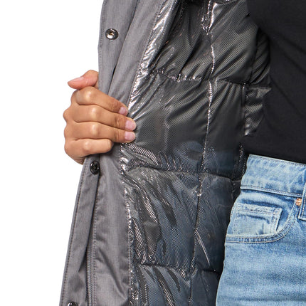 Chaqueta larga acolchada Columbia Suttle Mountain para mujer, gris City, talla S