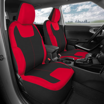 Motor Trend Red/Black Waterproof Seat Covers for Front Seats – Premium Neoprene Red Seat Covers, Car Seat Protectors with Removable Headrest, Interior Covers for Auto Truck Van SUV Seat Protection