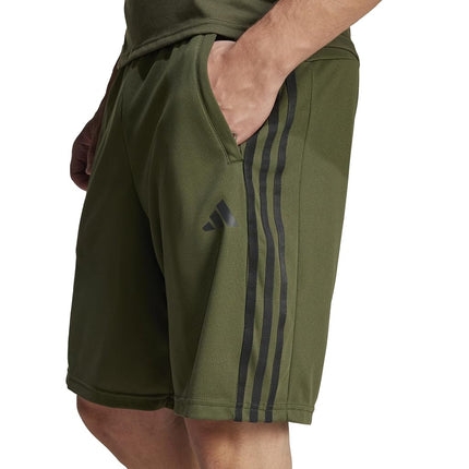 Adidas Men's Train Essentials Piqué 3-Stripes Shorts, Night Cargo/Black, Small Tall