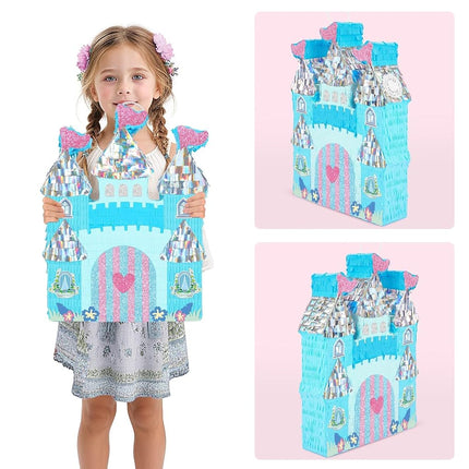 WERNNSAI Princess Castle Pinata - Ice Castle Pinata Blue Princess Party Decorations for Girls Birthday Party Game Magical World Birthday Party Decoration Supply Winter Fairy Party Game