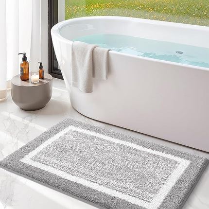 Color&Geometry Simple and Stylish Long Bathroom Rugs Runner Non Slip, 24"x59" Gray Bath Runner Rug, Absorbent, Soft, Washable, Microfiber Bath Mat Bathroom Carpet