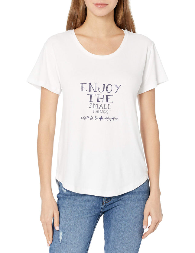 HUE Women's Fashion Sleepwear Pajama Tops, White -