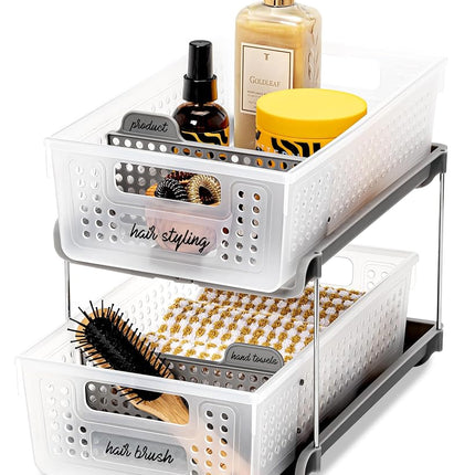 madesmart Antimicrobial 2 Tier Organizer, Pack of 1, Frost