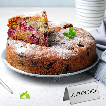 Gluten Free Stainless Steel Metal Table Tent Sign - 3" x 1-1/2" - Table Top Setting for Restaurants, Catering Businesses, Business. Great for Wedding, Banquet, Buffet, Party, Events. To Label Food