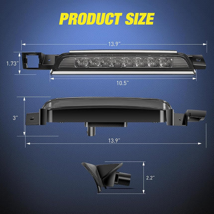 Nilight Third Brake Light Tail High Mount 3rd Stop Lights Smoked Lens Compatible with Chevy Equinox and GMC Terrain 2010 2011 2012 2013 2014 2015 2016 2017 Van SUV Rear Center Cab Lamp