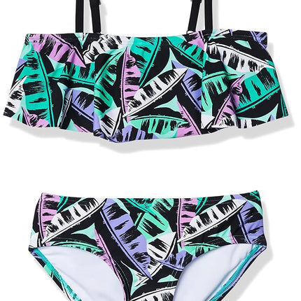 Traje de baño de 2 piezas Kanu Surf Karlie Flounce Bikini Beach Sport para niñas, Maya Purple, 8