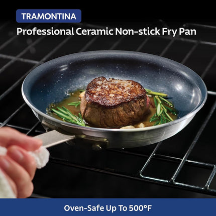 Tramontina 8 Inch Professional Non Stick Ceramic Small Frying Pan, Thick Aluminum Frying Pan with Non-Stick Coating, Dishwasher and Oven Safe, Black