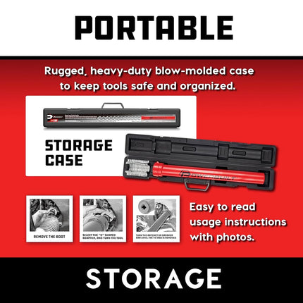 Powerbuilt Master Inner Tie Rod Removal Tool Kit, 13 Pieces, Steering and Suspension, Adapter and Extension Wrench, Storage Case - 647785
