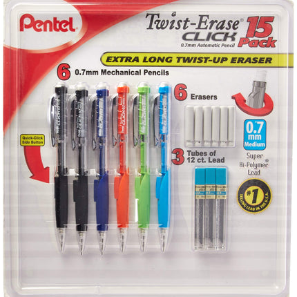 Pentel Twist-Erase Click Mechanical Pencil Set - 6