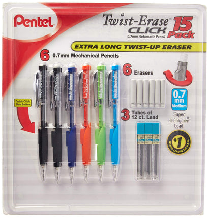 Pentel Twist-Erase Click Mechanical Pencil Set - 6