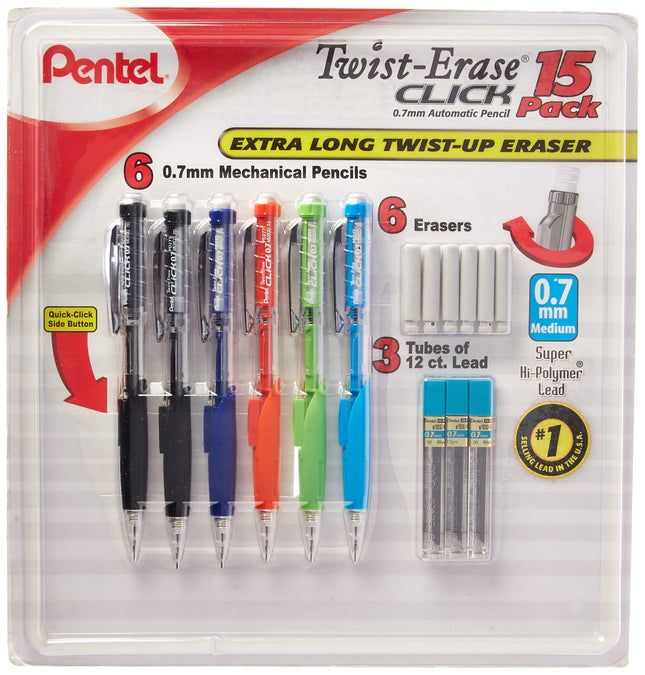 Pentel Twist-Erase Click Mechanical Pencil Set - 6