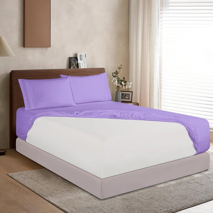 Elegant Comfort 1500 Premium Hotel Quality 18-24 Inches Deep - Extra Deep Pocket Single Fitted Sheet for High Mattress, Luxury and Softest, Smart Pocket - Wrinkle Free, Full, Lilac