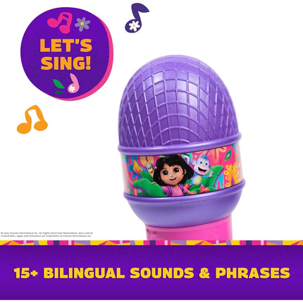 Dora, Rainforest Rhythms Microphone with Music, Sound Fx & Bilingual Phrases, Children's Toy for Girls and Boys from 3 Years