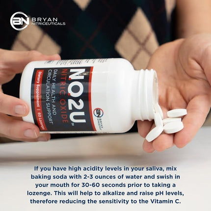 NO2U Bryan NITRICEUTICALS - Natural Nitric Oxide Supplements for Men & Women - Promotes Blood Circulation, Oxygen & Nutrient Delivery, Daily Wellness Support - No Gluten or Dairy - 60 Vegan Lozenges